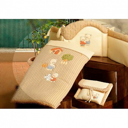 Комплект для кроватки Биба 22R.140P_Riga из коллекции 4 времени года: мягкий бортик, одеяло, наволочка 